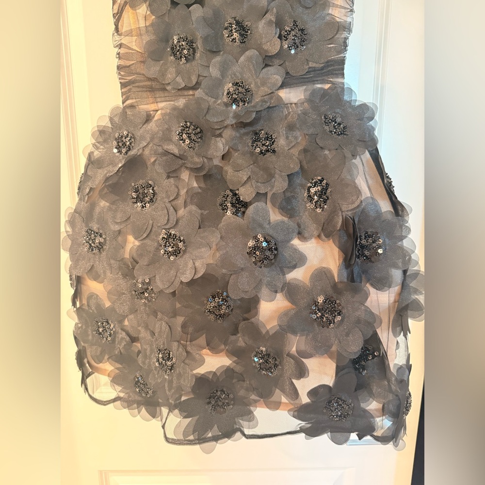 NWOT BRONX AND BANCO ROSALIE SHORT BLACK FLORAL DRESS, formal mini dress - Picture 11 of 16